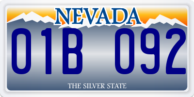 NV license plate 01B092