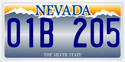 NV license plate 01B205