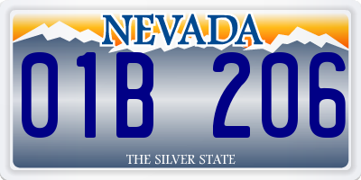 NV license plate 01B206
