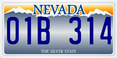 NV license plate 01B314
