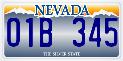 NV license plate 01B345