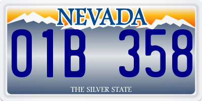 NV license plate 01B358