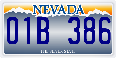 NV license plate 01B386