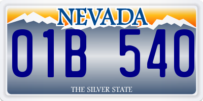 NV license plate 01B540