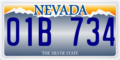 NV license plate 01B734