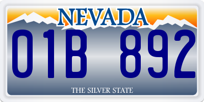 NV license plate 01B892