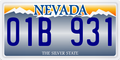 NV license plate 01B931