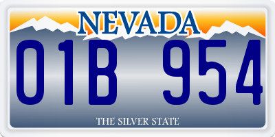 NV license plate 01B954