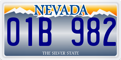 NV license plate 01B982