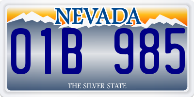 NV license plate 01B985