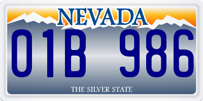 NV license plate 01B986