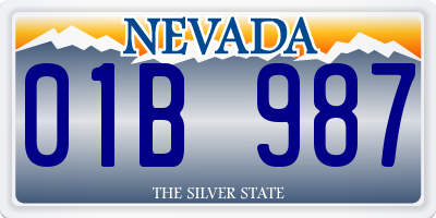 NV license plate 01B987