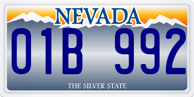 NV license plate 01B992
