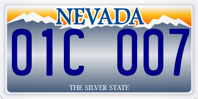 NV license plate 01C007