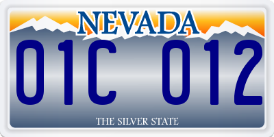 NV license plate 01C012