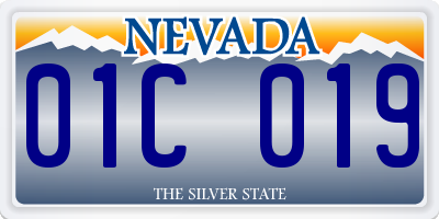 NV license plate 01C019