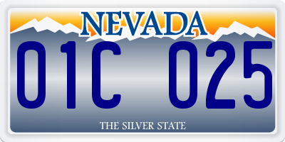 NV license plate 01C025