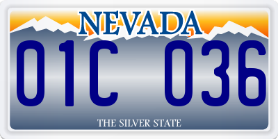 NV license plate 01C036