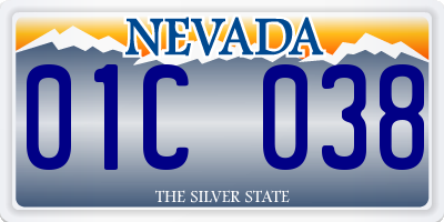 NV license plate 01C038