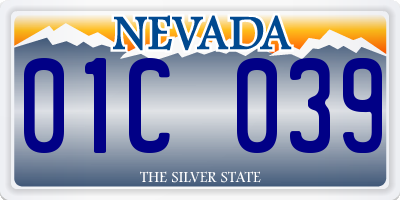 NV license plate 01C039