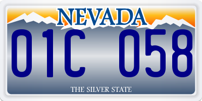 NV license plate 01C058