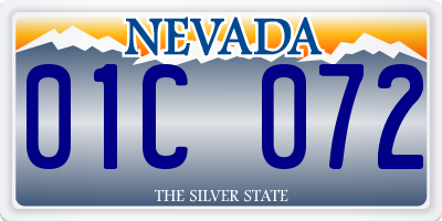 NV license plate 01C072