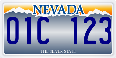 NV license plate 01C123