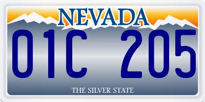 NV license plate 01C205