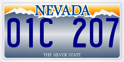 NV license plate 01C207
