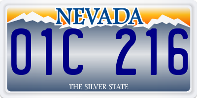NV license plate 01C216