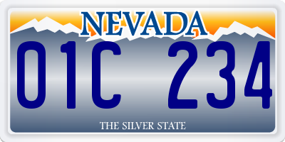 NV license plate 01C234