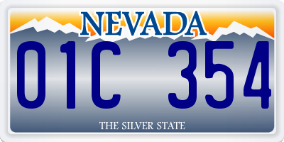 NV license plate 01C354