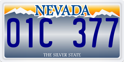 NV license plate 01C377