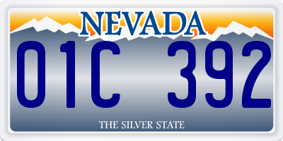 NV license plate 01C392