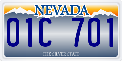 NV license plate 01C701