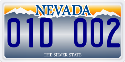 NV license plate 01D002