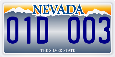 NV license plate 01D003