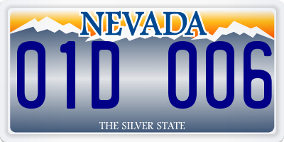 NV license plate 01D006