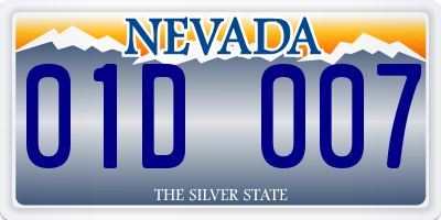 NV license plate 01D007
