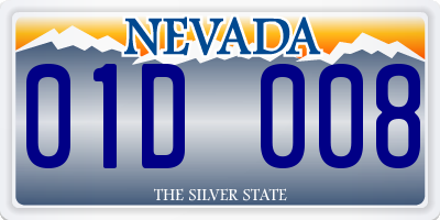NV license plate 01D008