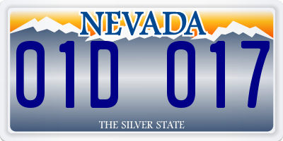 NV license plate 01D017