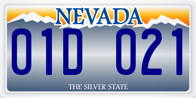 NV license plate 01D021