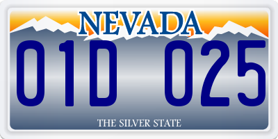 NV license plate 01D025