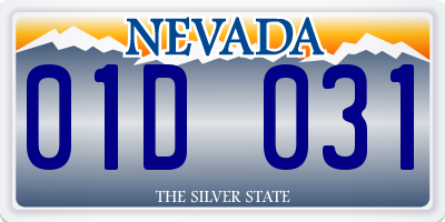 NV license plate 01D031