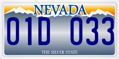 NV license plate 01D033