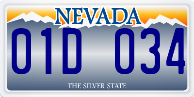 NV license plate 01D034