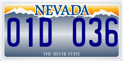 NV license plate 01D036