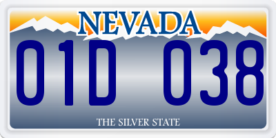 NV license plate 01D038