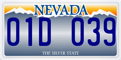 NV license plate 01D039