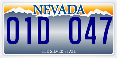 NV license plate 01D047